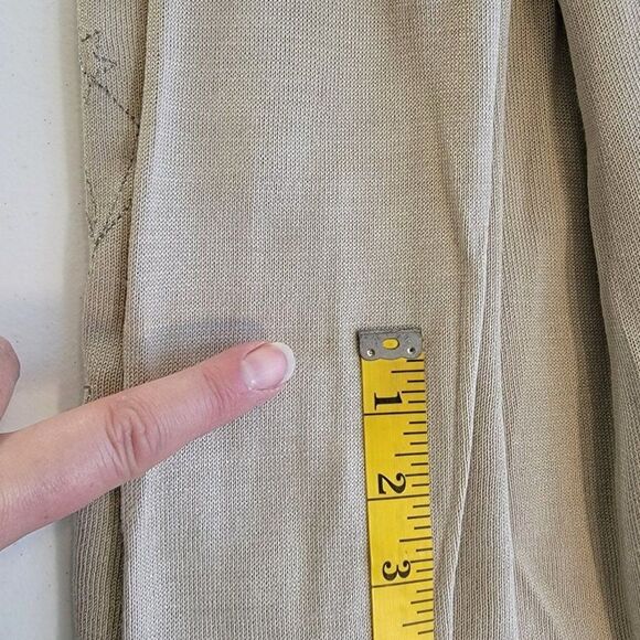 Norton McNaughton Silk Embroidered Sweater Sequin Beige With Cami Ruffle Tie S - Picture 6 of 10